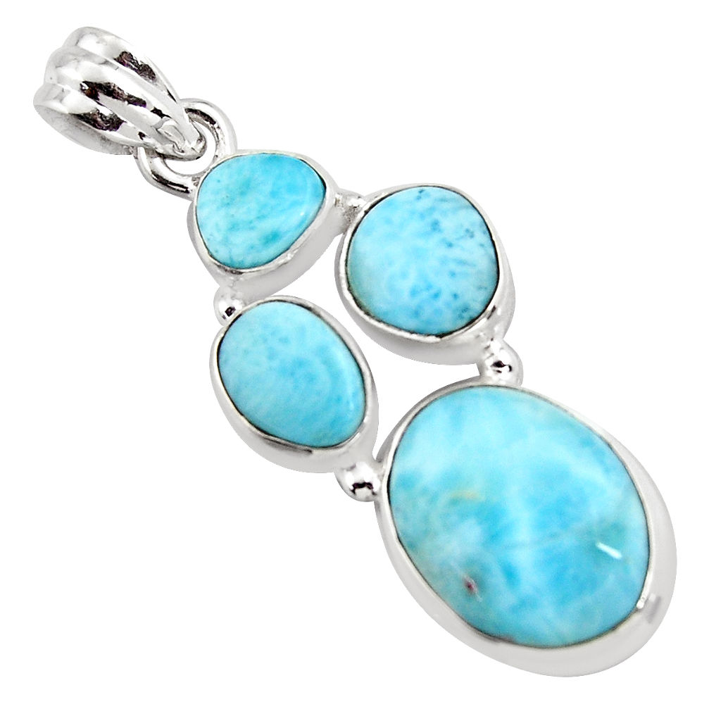 15.74cts natural blue larimar 925 sterling silver pendant jewelry p96162