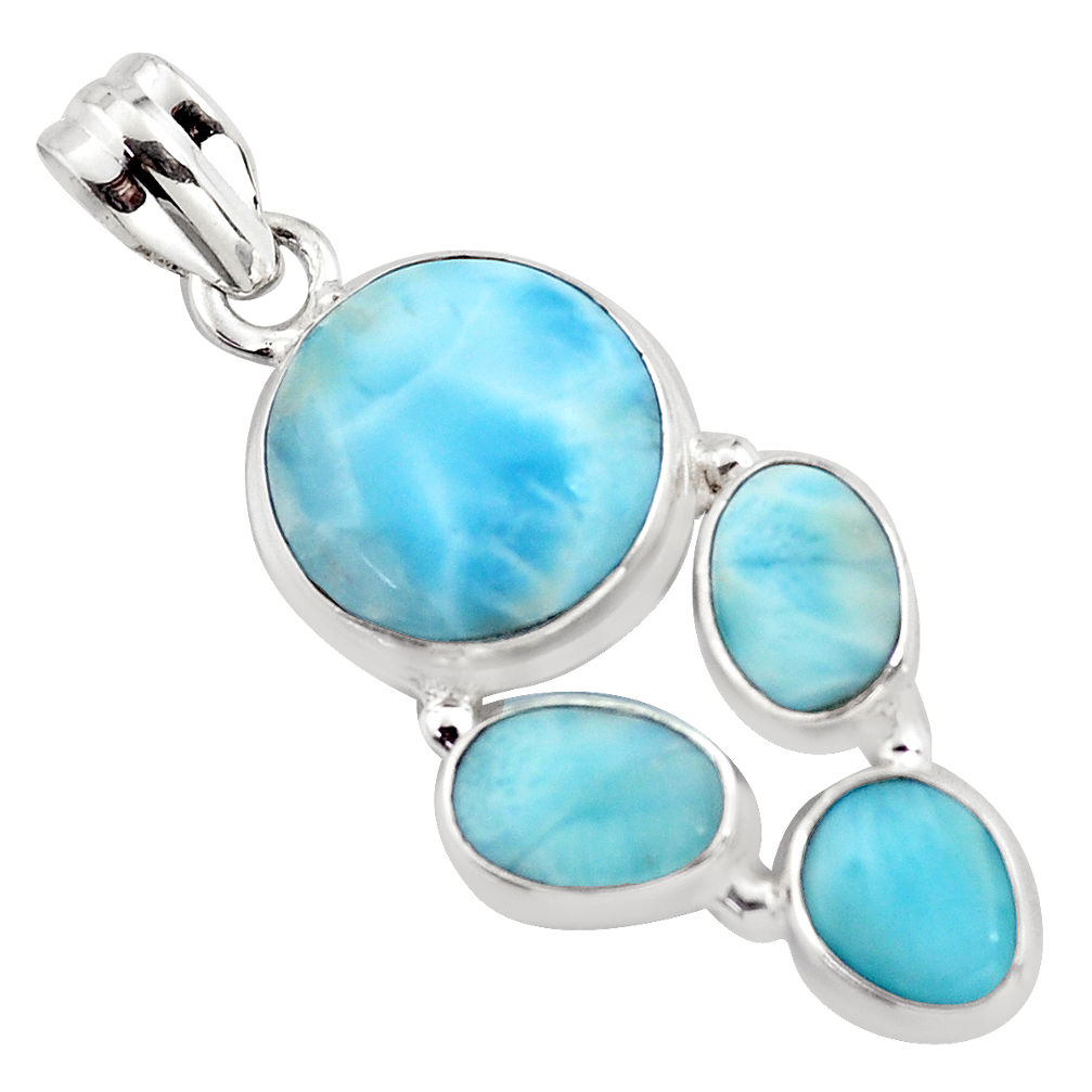 925 sterling silver 15.76cts natural blue larimar pendant jewelry p96164