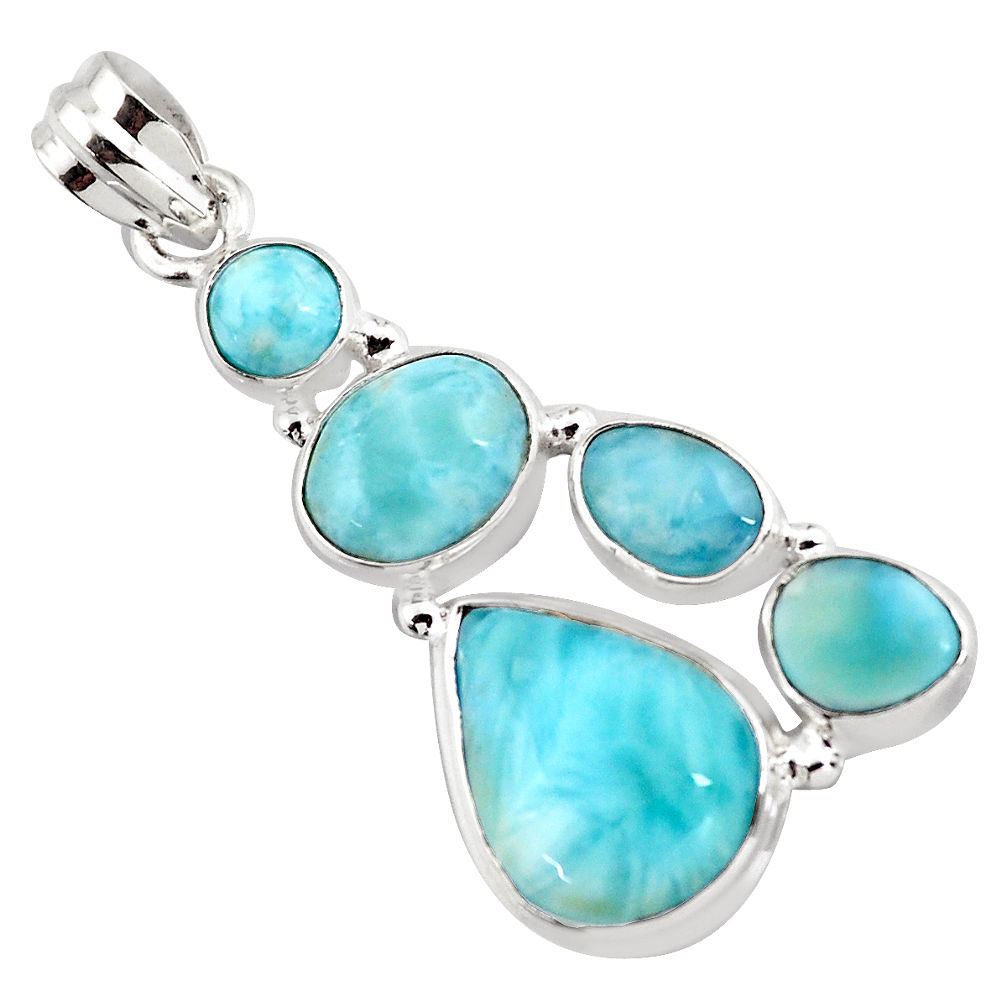 17.38cts natural blue larimar 925 sterling silver pendant jewelry p96170