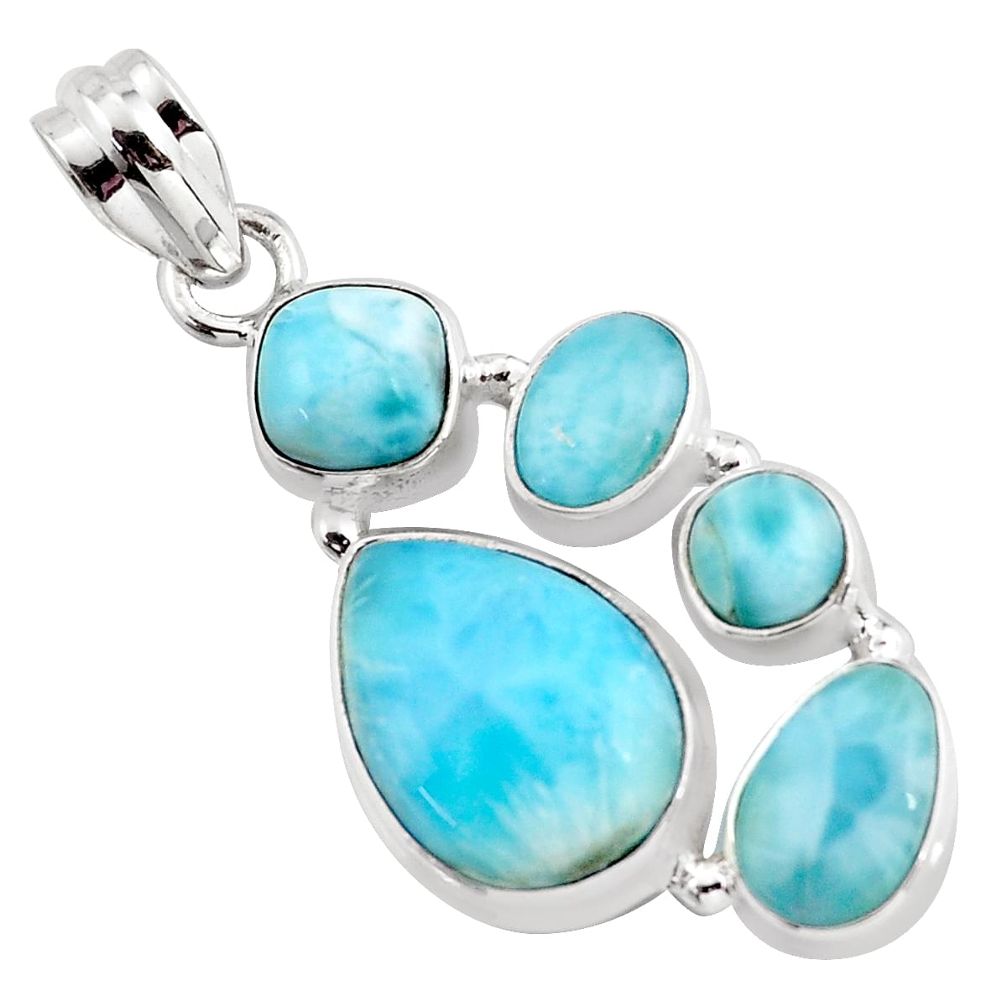 925 sterling silver 16.93cts natural blue larimar pendant jewelry p96171