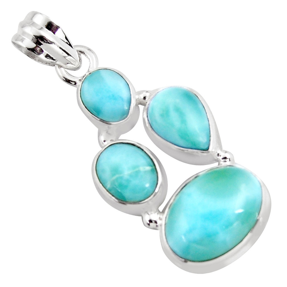 925 sterling silver 12.64cts natural blue larimar pendant jewelry p96179