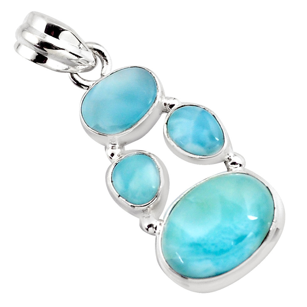 925 sterling silver 11.00cts natural blue larimar pendant jewelry p96184