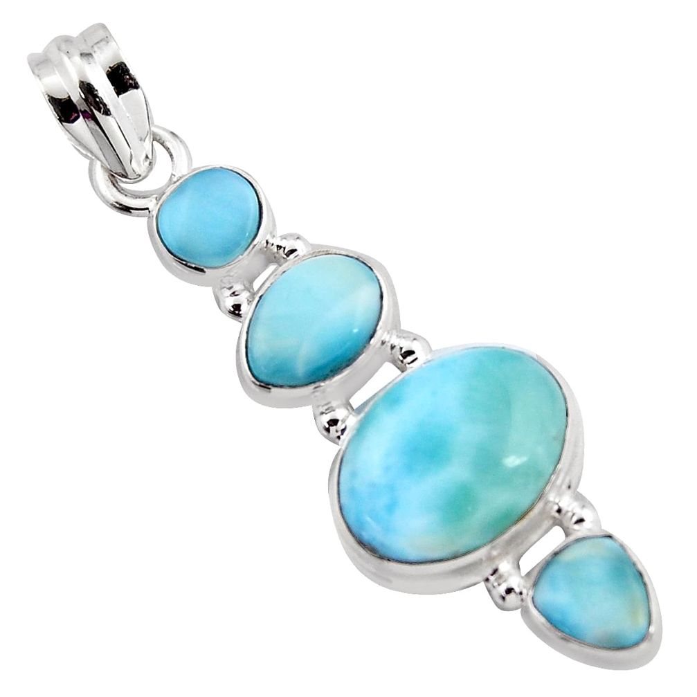 10.02cts natural blue larimar 925 sterling silver pendant jewelry p96190
