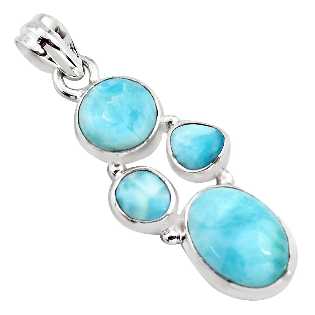 925 sterling silver 11.93cts natural blue larimar pendant jewelry p96195