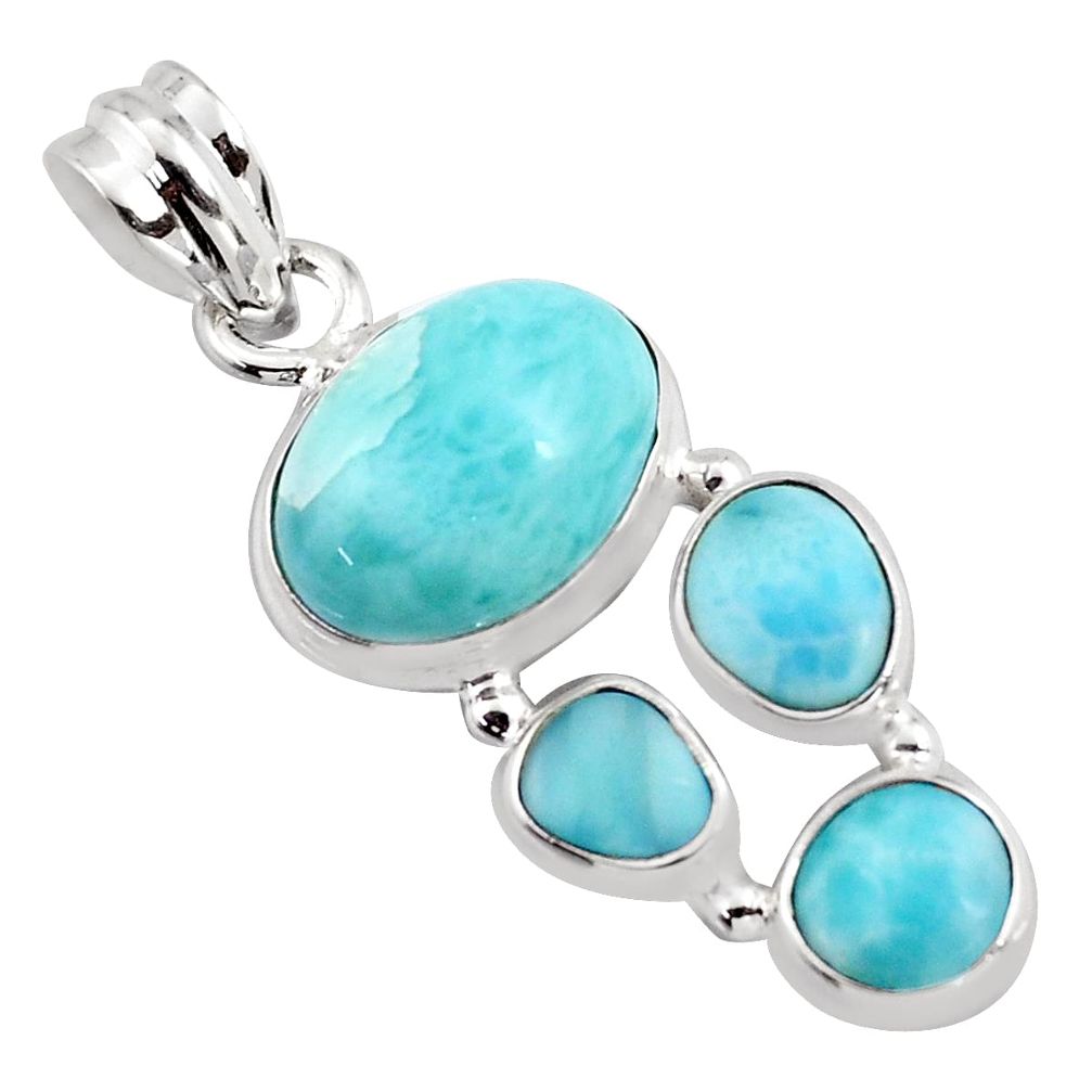10.35cts natural blue larimar 925 sterling silver pendant jewelry p96196