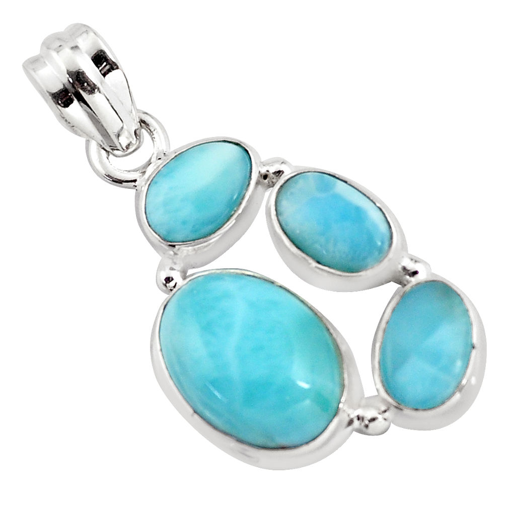 925 sterling silver 11.37cts natural blue larimar pendant jewelry p96199