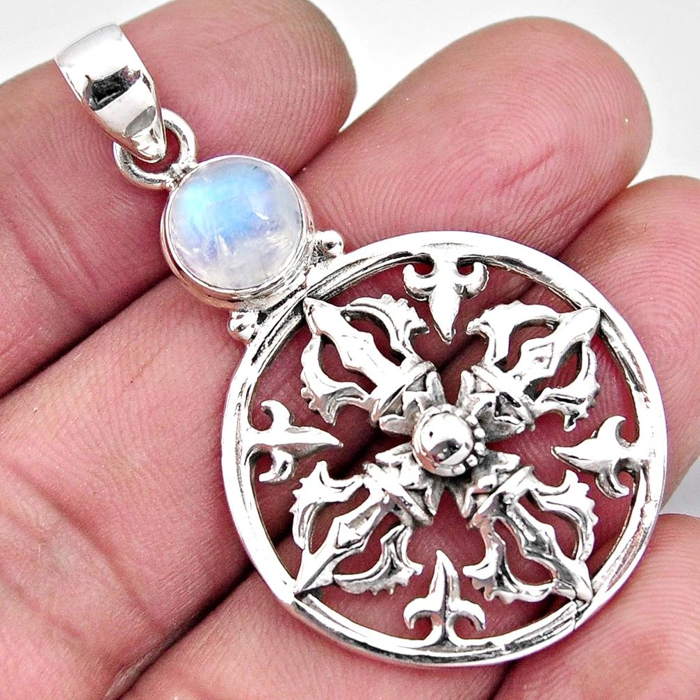 3.35cts natural rainbow moonstone 925 sterling silver pendant jewelry p96534