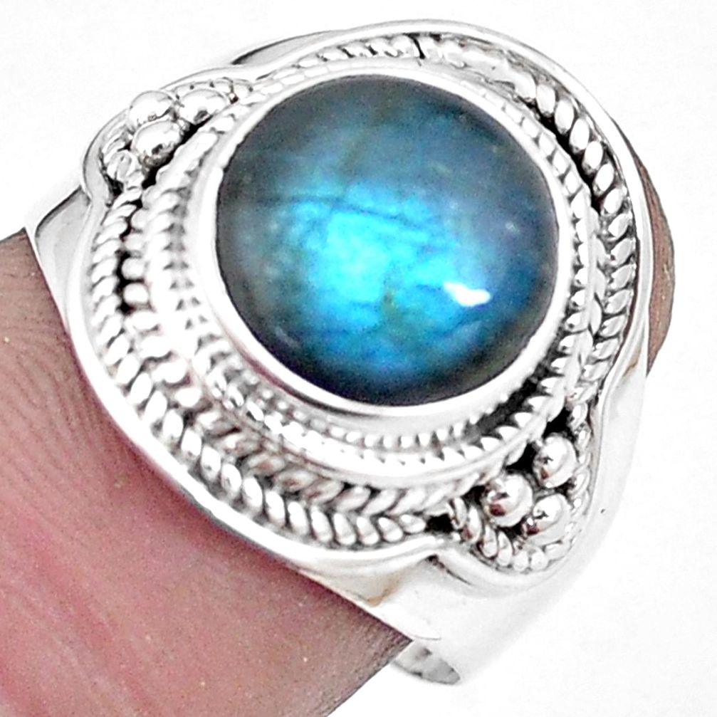 5.52cts natural blue labradorite 925 silver solitaire ring jewelry size 8 p10033