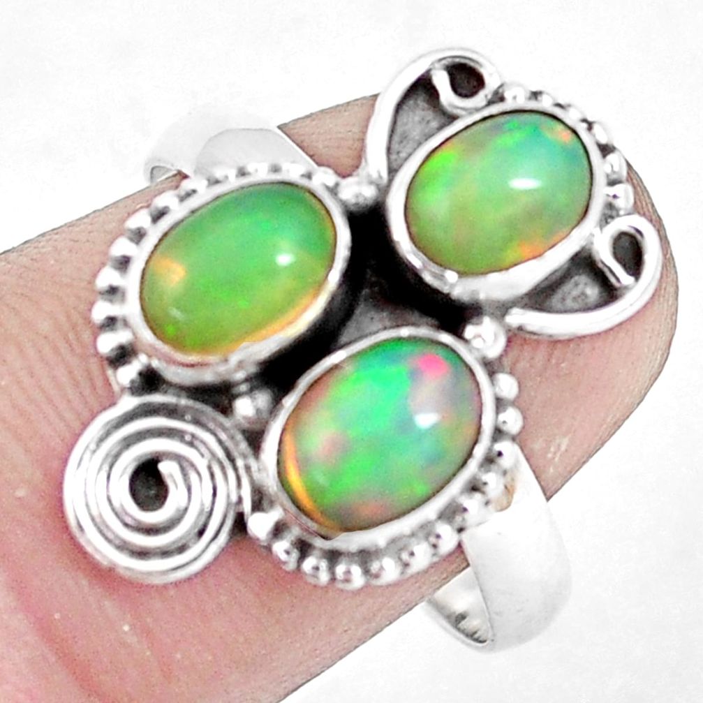 4.82cts natural multicolor ethiopian opal 925 sterling silver ring size 9 p10092