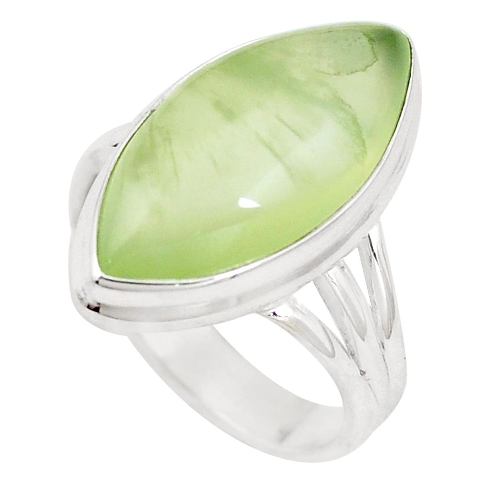 14.39cts natural green prehnite 925 silver solitaire ring jewelry size 9 p10526