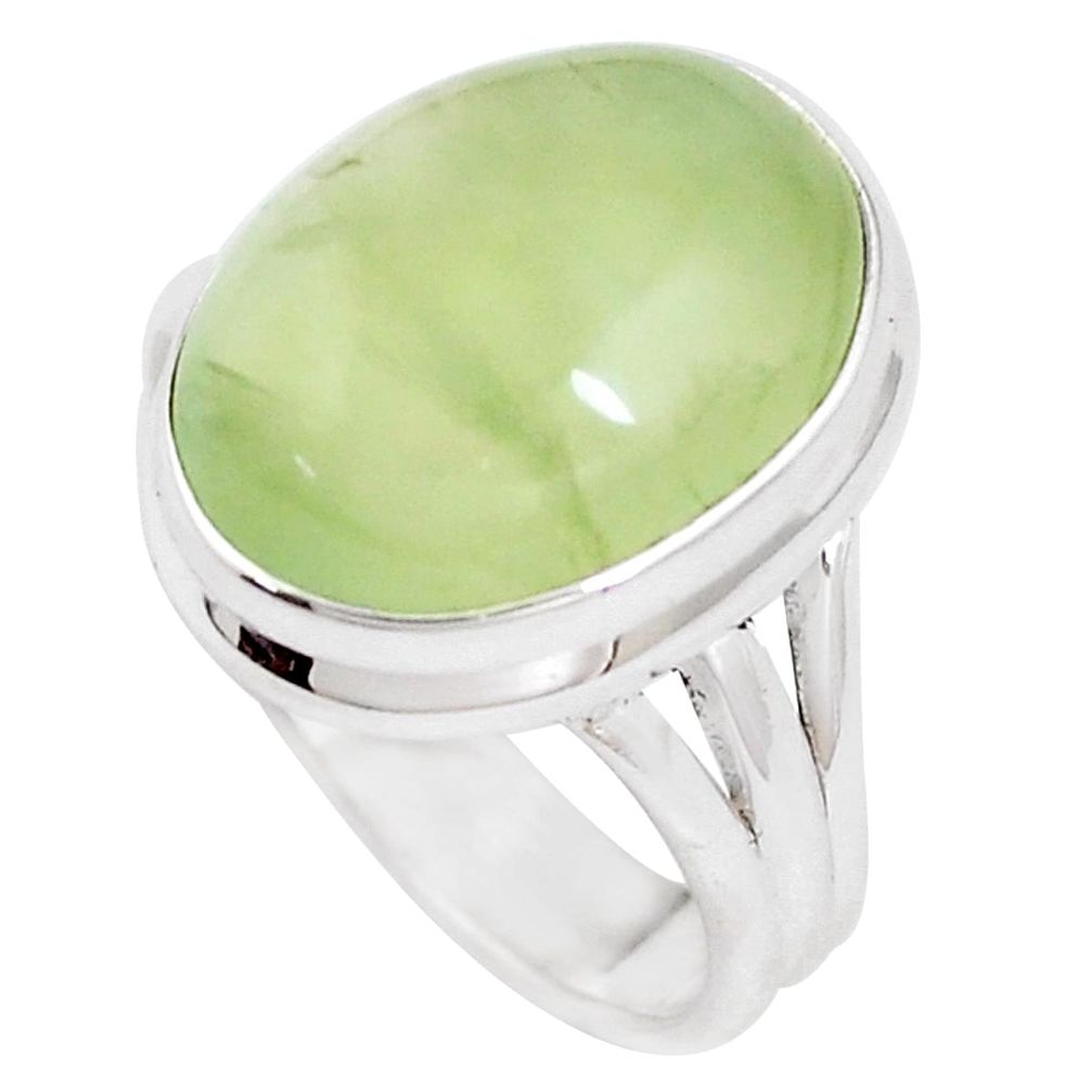 10.35cts natural green prehnite 925 silver solitaire ring jewelry size 7 p10528
