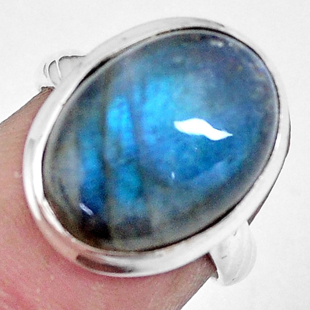 9.47cts natural blue labradorite 925 silver solitaire ring jewelry size 6 p10548