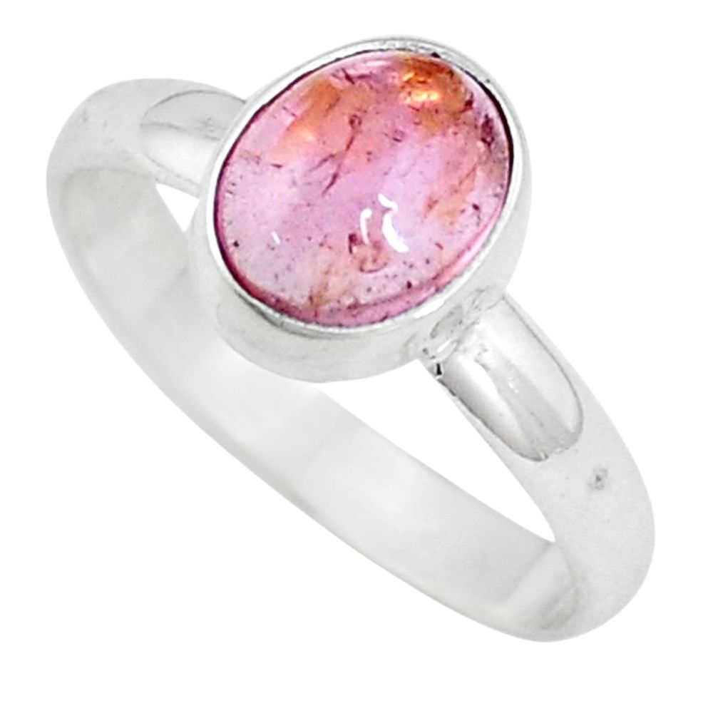 2.42cts natural pink tourmaline 925 silver solitaire ring jewelry size 6 p10633