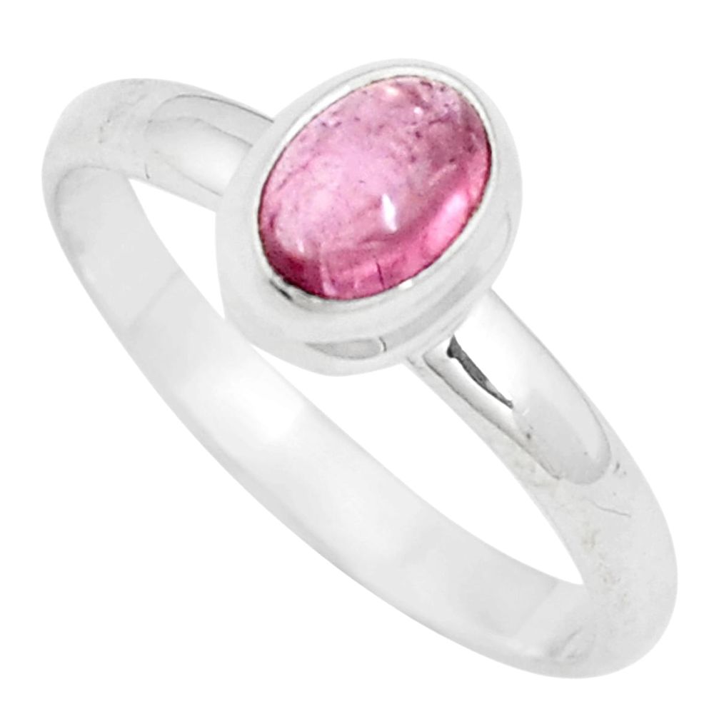 1.42cts natural pink tourmaline 925 silver solitaire ring jewelry size 9 p10634