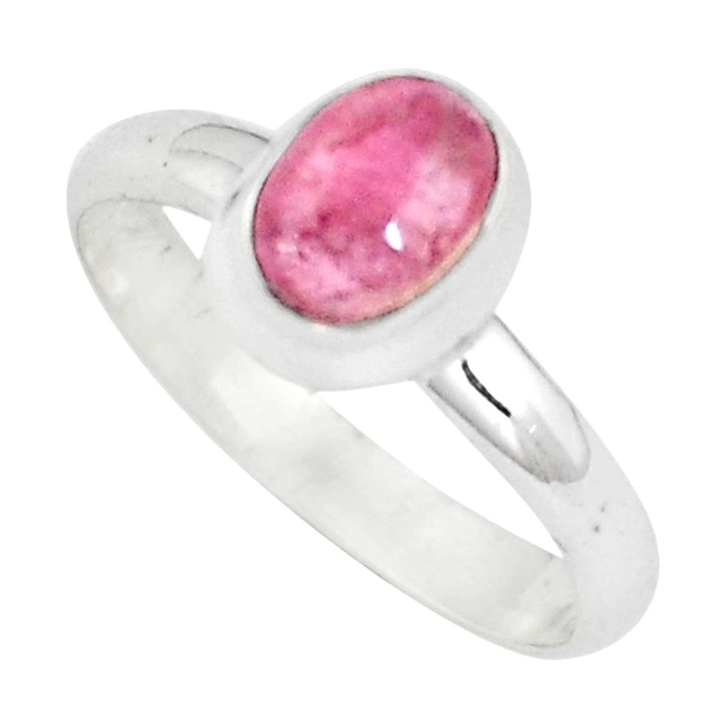 1.36cts natural pink tourmaline 925 silver solitaire ring jewelry size 6 p10640