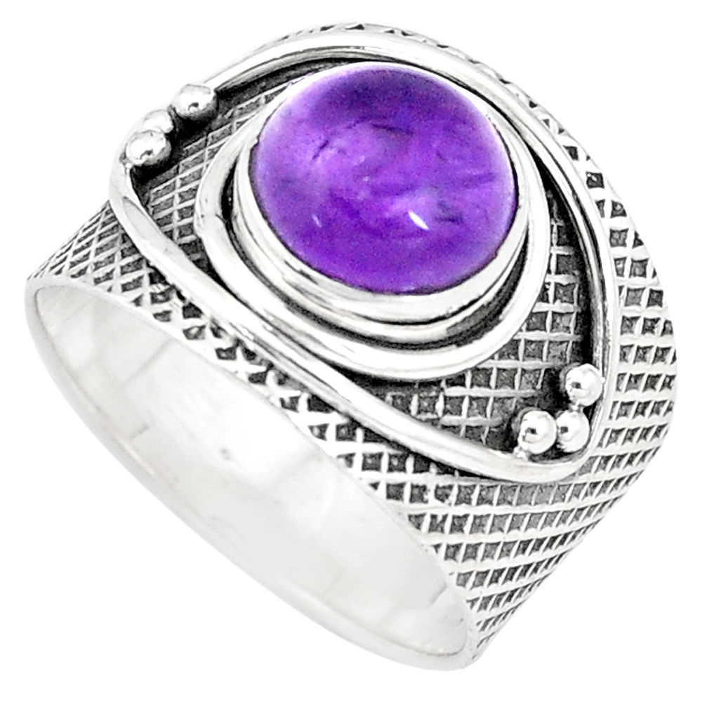 5.42cts natural purple amethyst 925 silver solitaire ring jewelry size 8 p10647