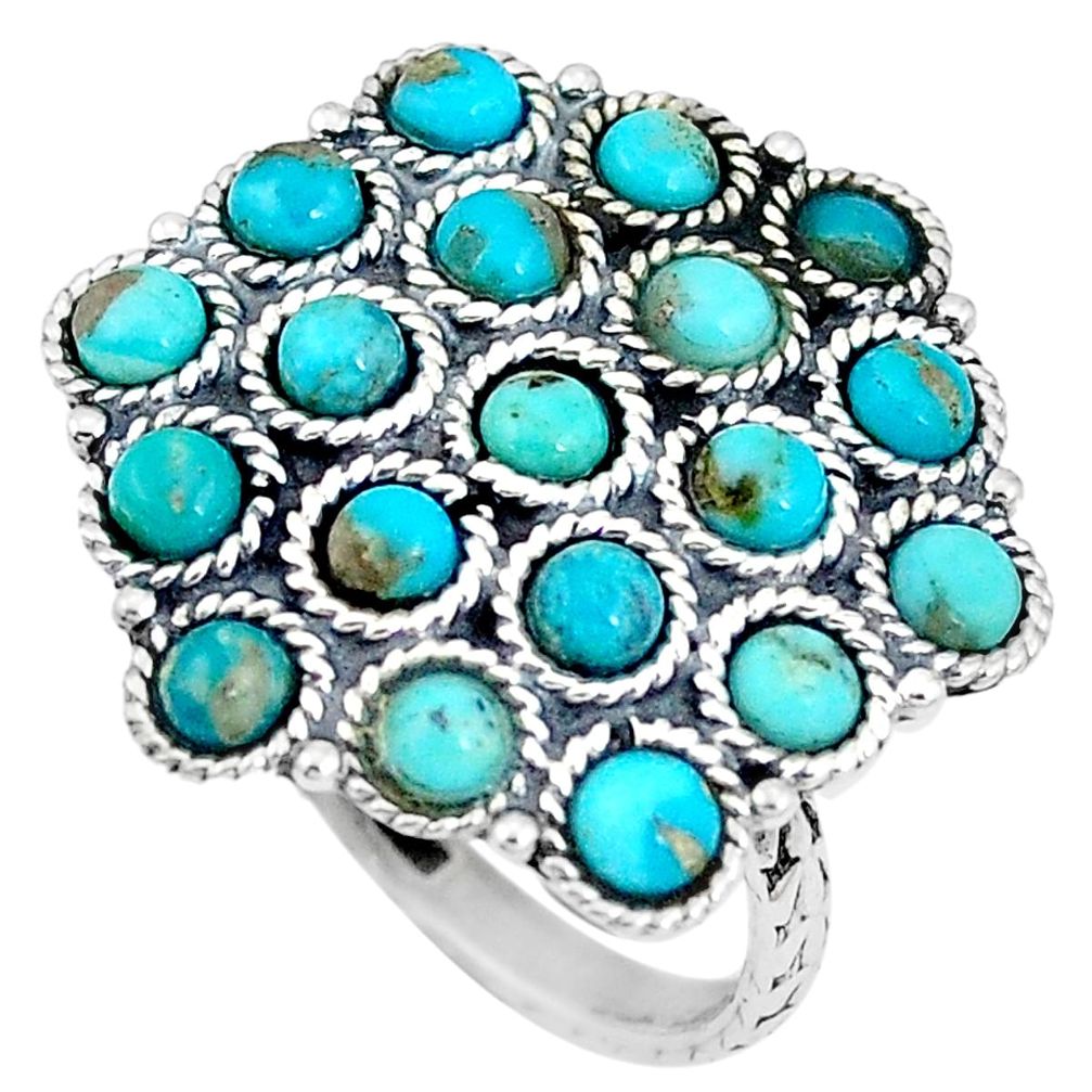 5.42cts green arizona mohave turquoise 925 sterling silver ring size 8 p10881