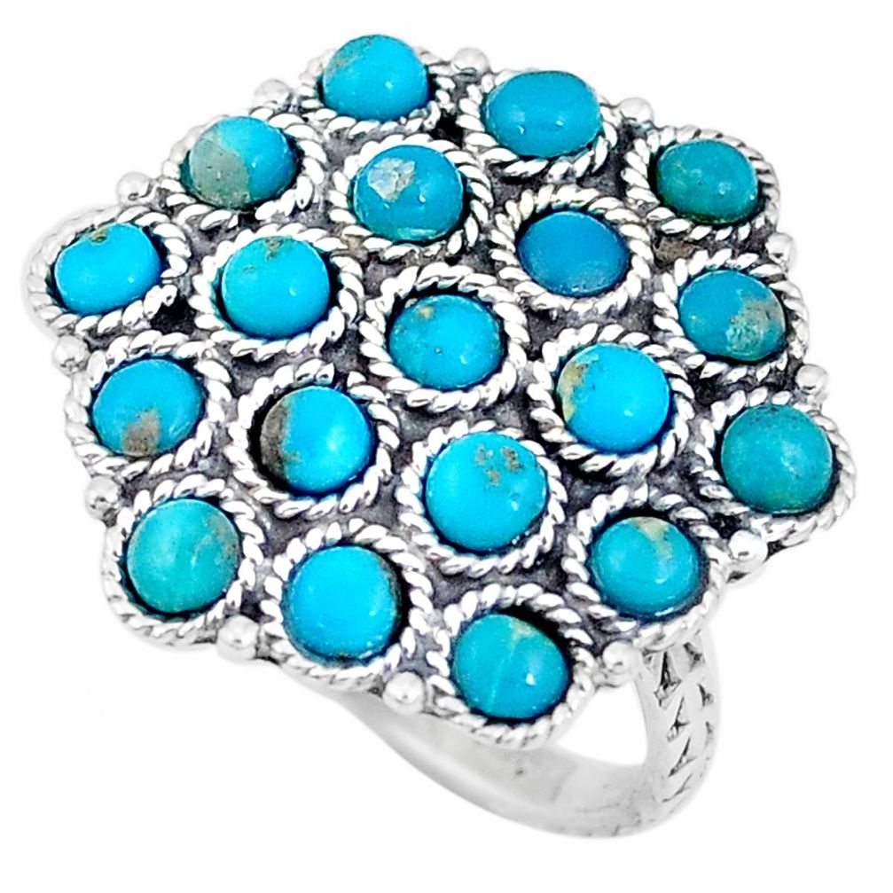 925 silver 5.42cts green arizona mohave turquoise round ring size 8 p10883
