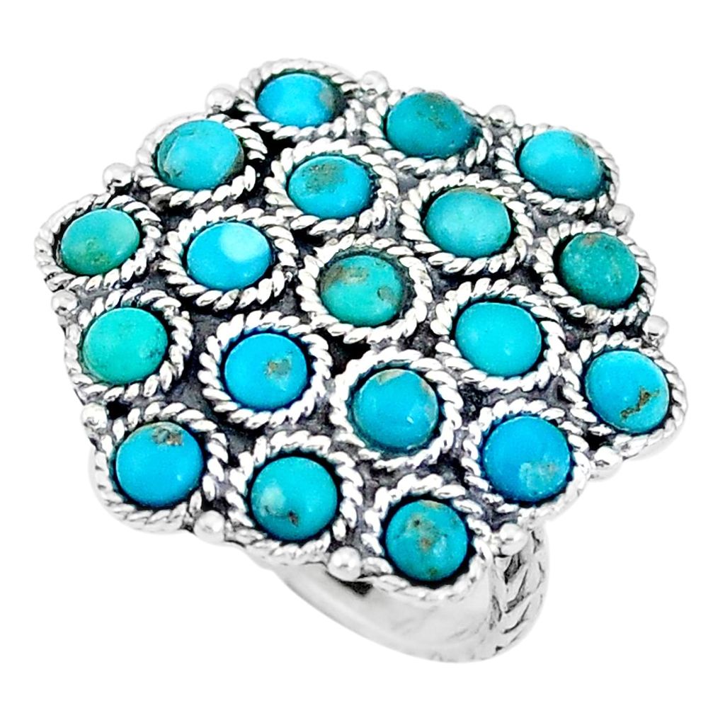 925 sterling silver 5.62cts green arizona mohave turquoise ring size 7 p10887