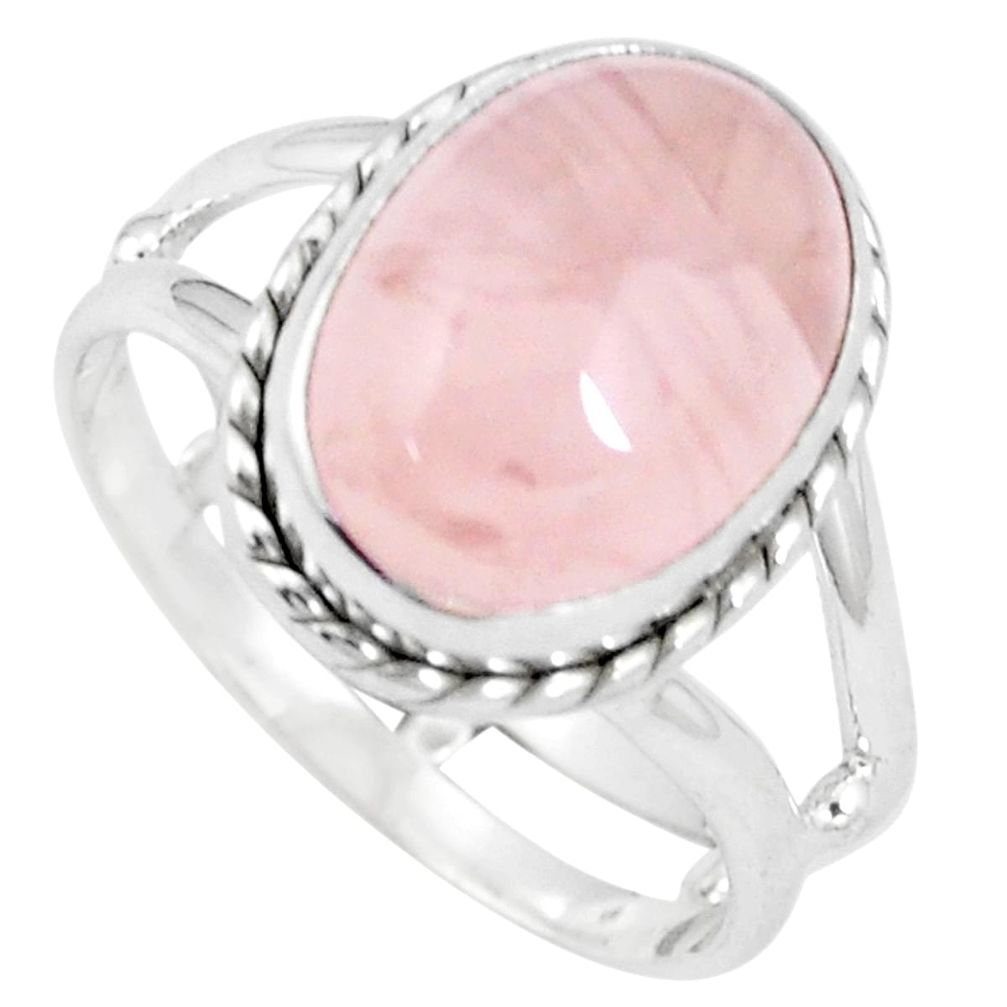 6.83cts natural pink rose quartz 925 silver solitaire ring jewelry size 9 p10943