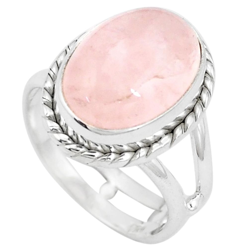 5.78cts natural pink rose quartz 925 silver solitaire ring size 6.5 p10946