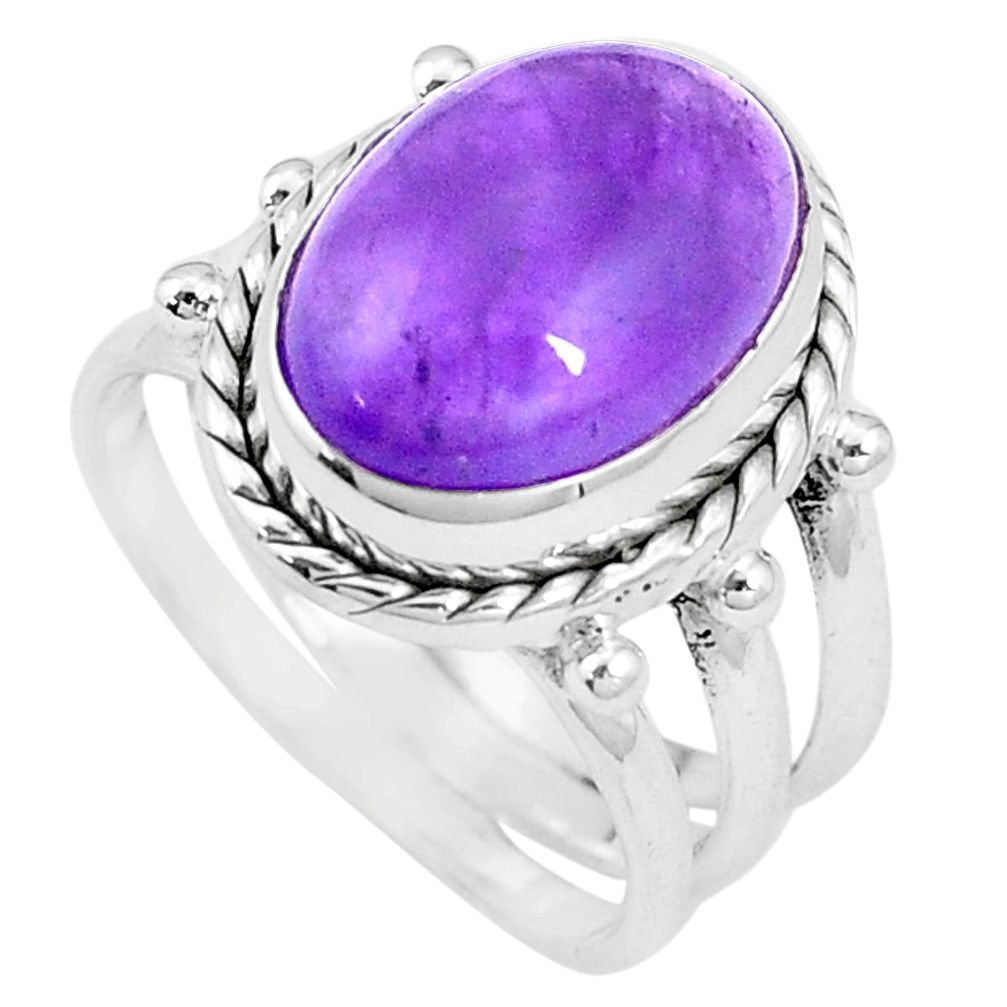 6.96cts natural purple amethyst 925 silver solitaire ring jewelry size 7 p10947