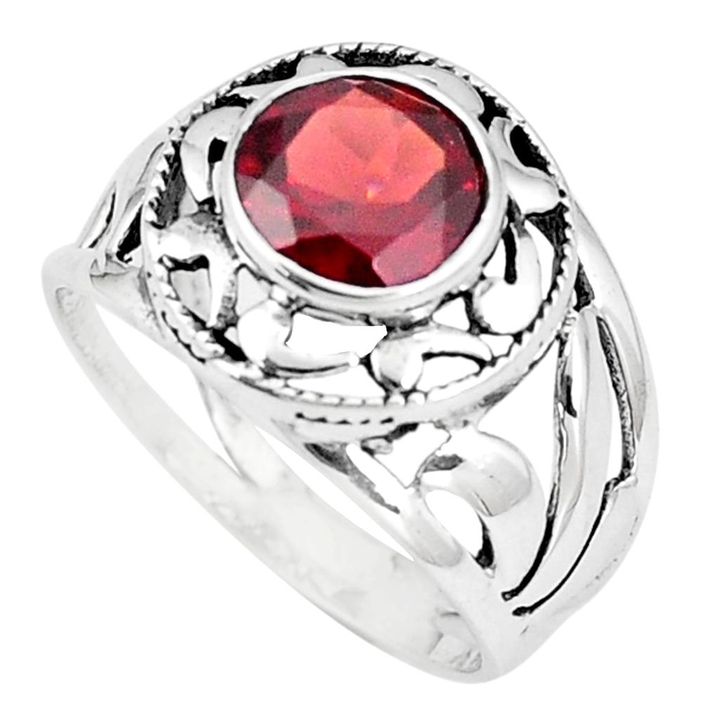 925 sterling silver 3.19cts natural red garnet solitaire ring size 8 p11024