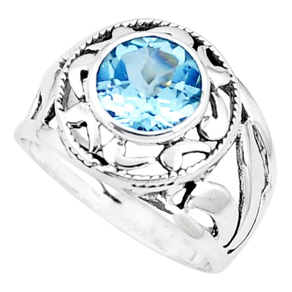 3.01cts natural blue topaz 925 sterling silver solitaire ring size 7 p11027