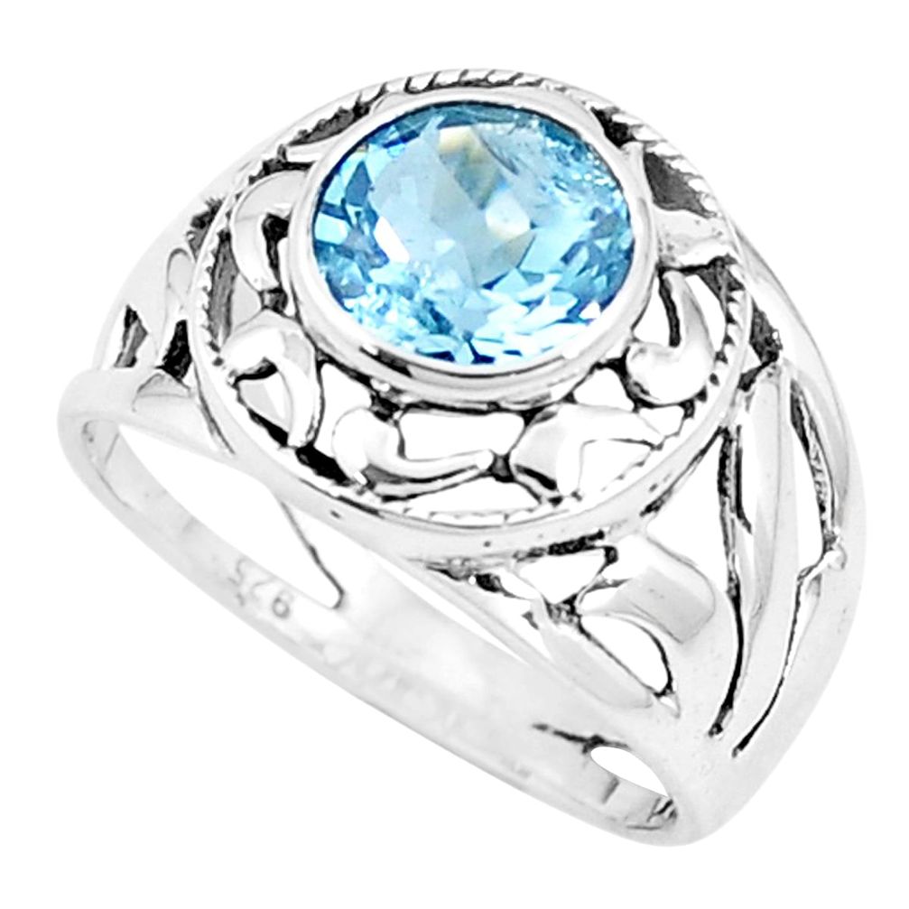 3.19cts natural blue topaz 925 sterling silver solitaire ring size 8 p11028