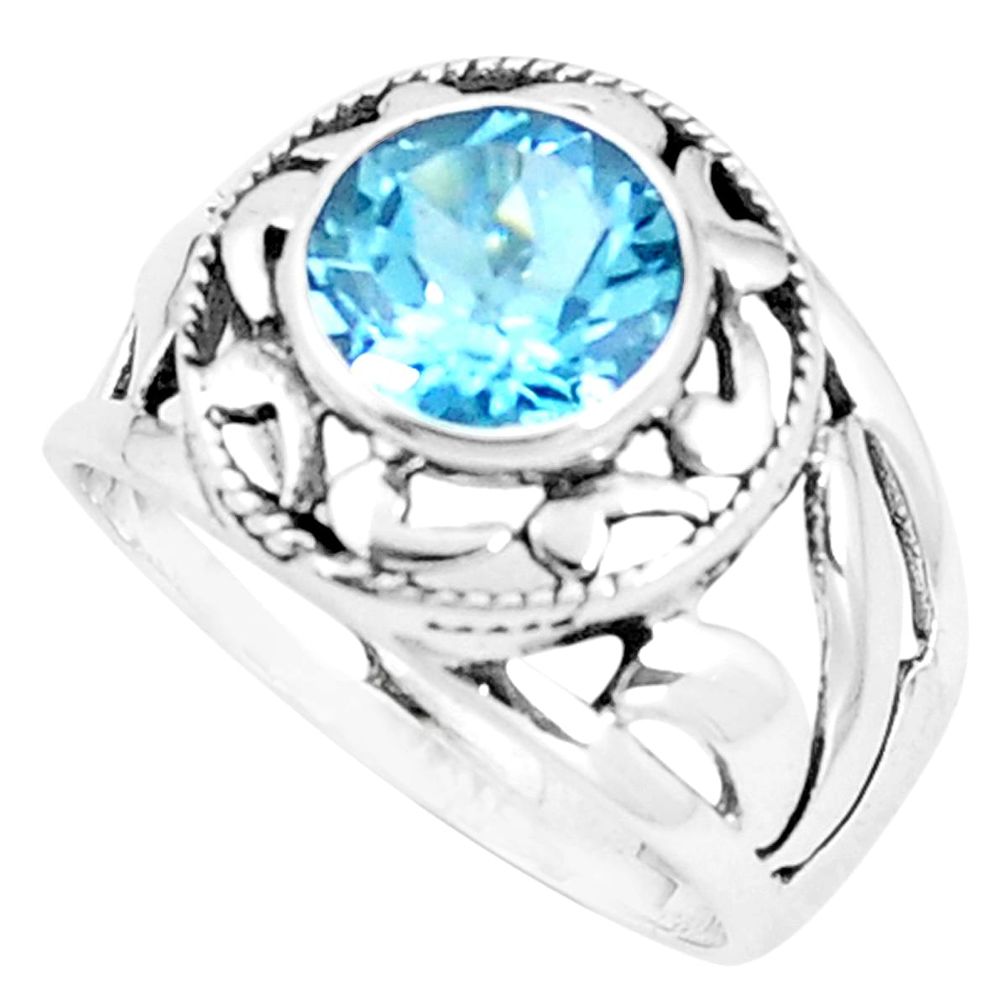 2.77cts natural blue topaz 925 sterling silver solitaire ring size 7 p11030