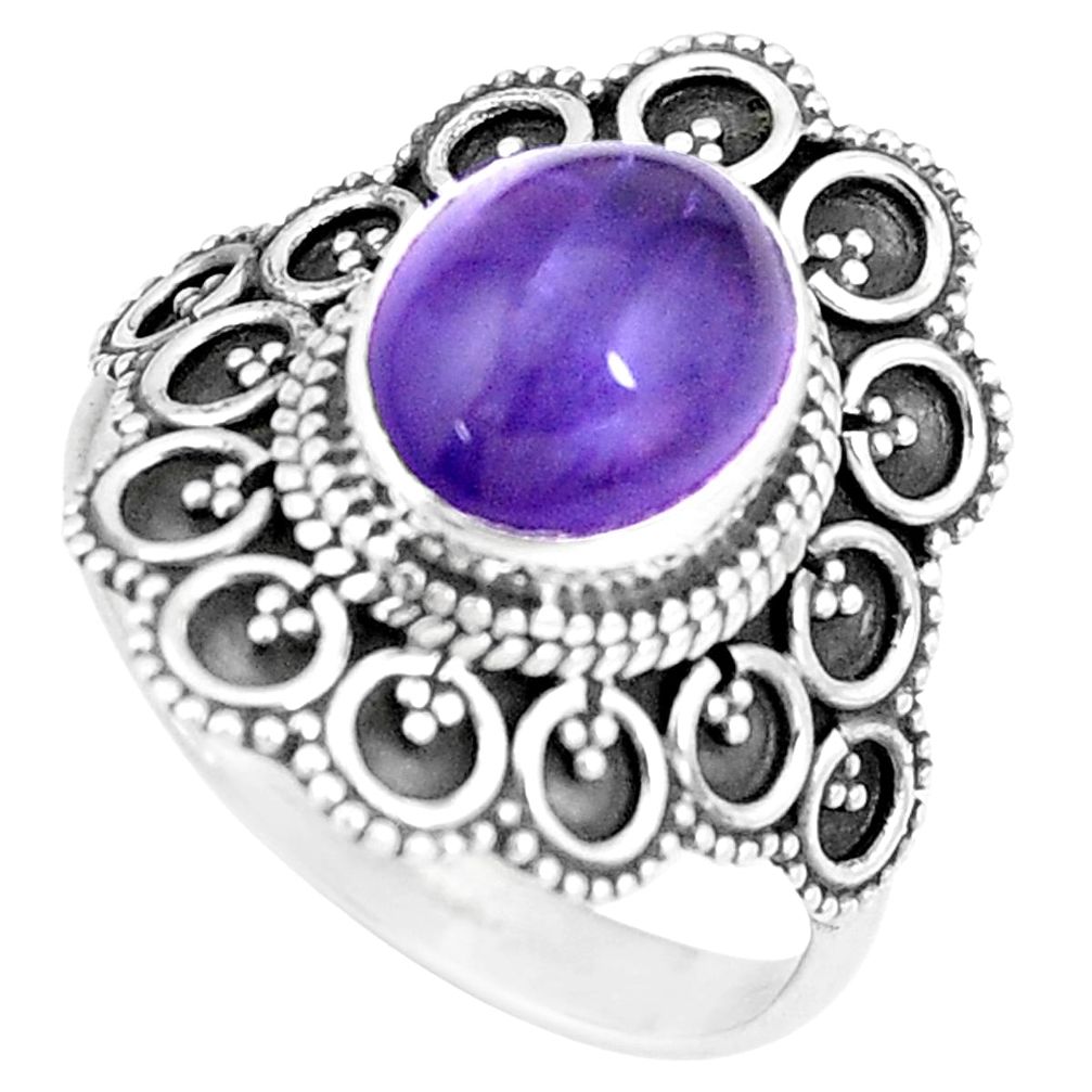 4.55cts natural purple amethyst 925 silver solitaire ring jewelry size 10 p11091