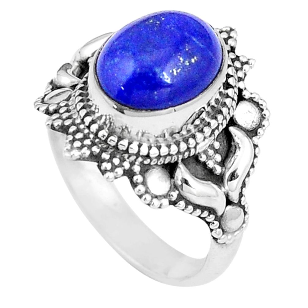 4.30cts natural blue lapis lazuli 925 silver solitaire ring size 6 p11123