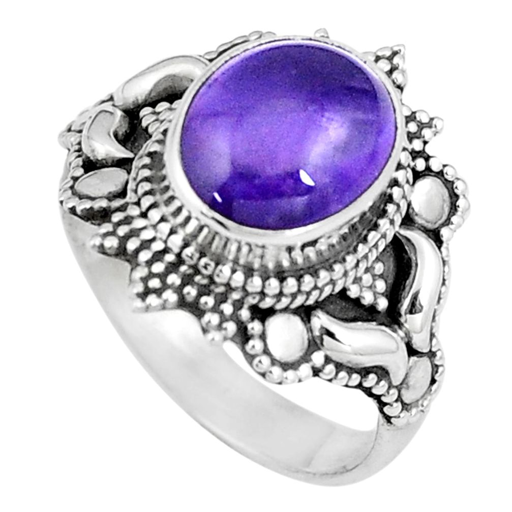 4.30cts natural purple amethyst 925 silver solitaire ring jewelry size 7 p11125
