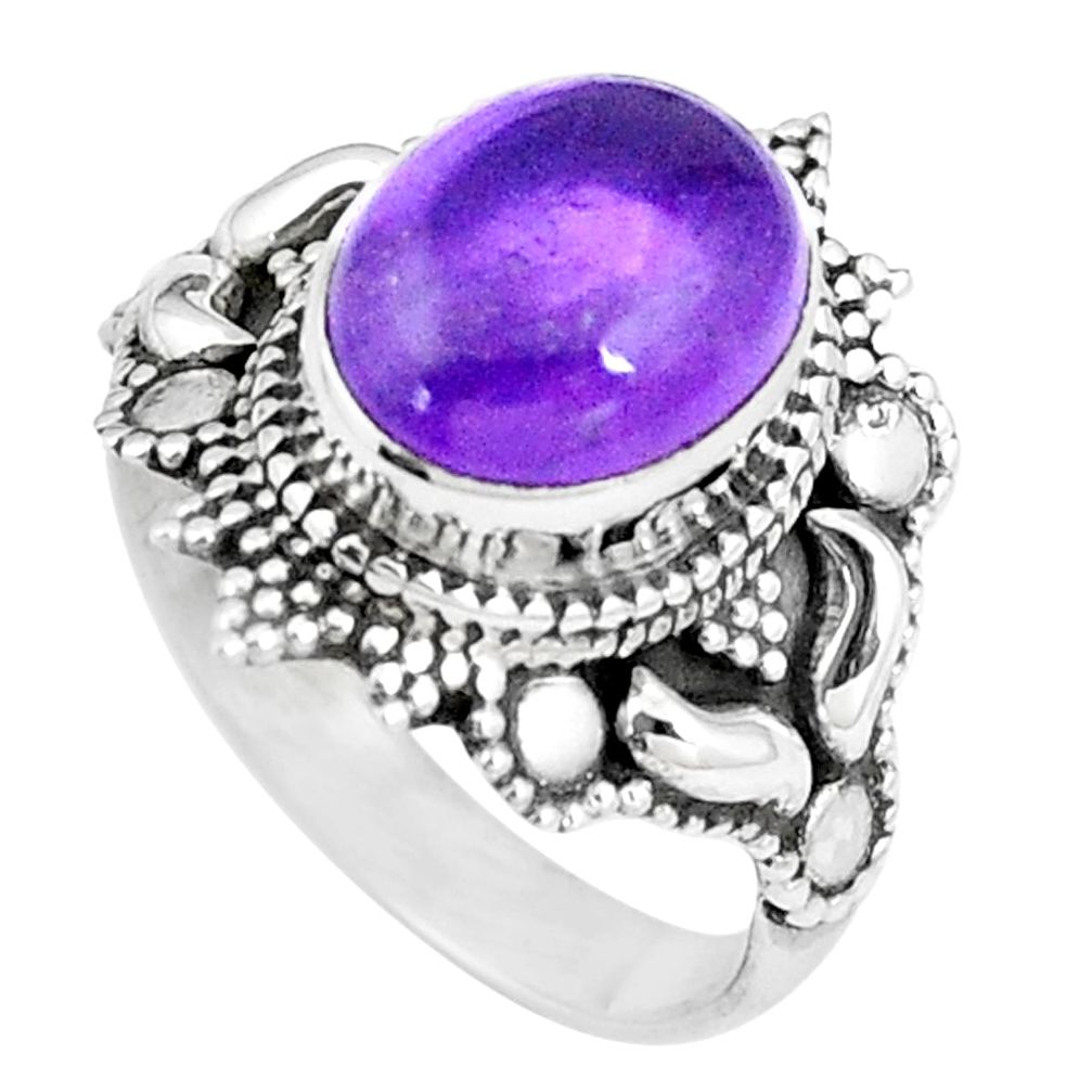 925 silver 4.06cts natural purple amethyst solitaire ring jewelry size 6 p11128