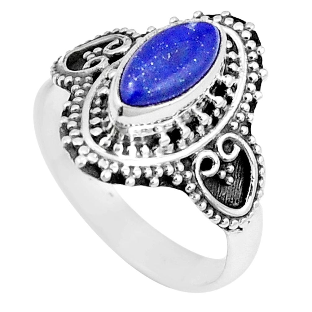 2.42cts natural blue lapis lazuli 925 silver solitaire ring size 6.5 p11142