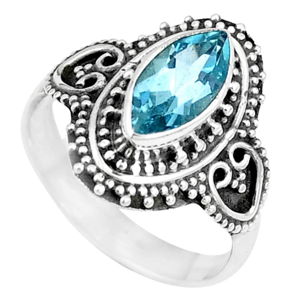 925 sterling silver 2.55cts natural blue topaz solitaire ring size 6 p11150