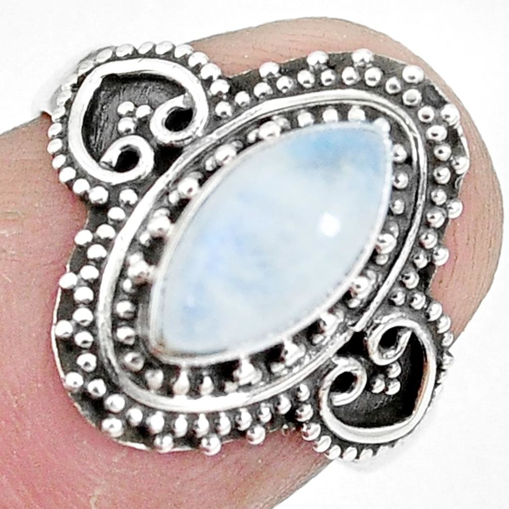 925 silver 2.72cts natural rainbow moonstone solitaire ring size 6 p11159