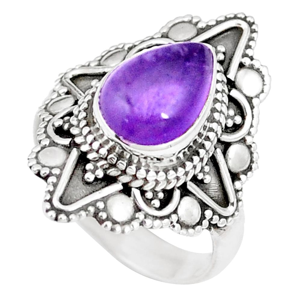 925 silver 3.58cts natural purple amethyst solitaire ring jewelry size 8 p11164