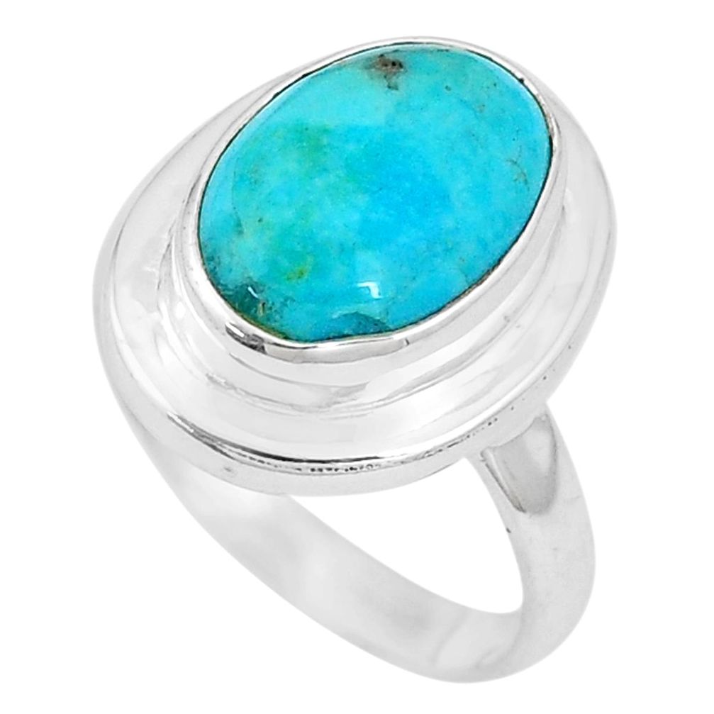 6.58cts blue arizona mohave turquoise 925 silver solitaire ring size 8.5 p11181