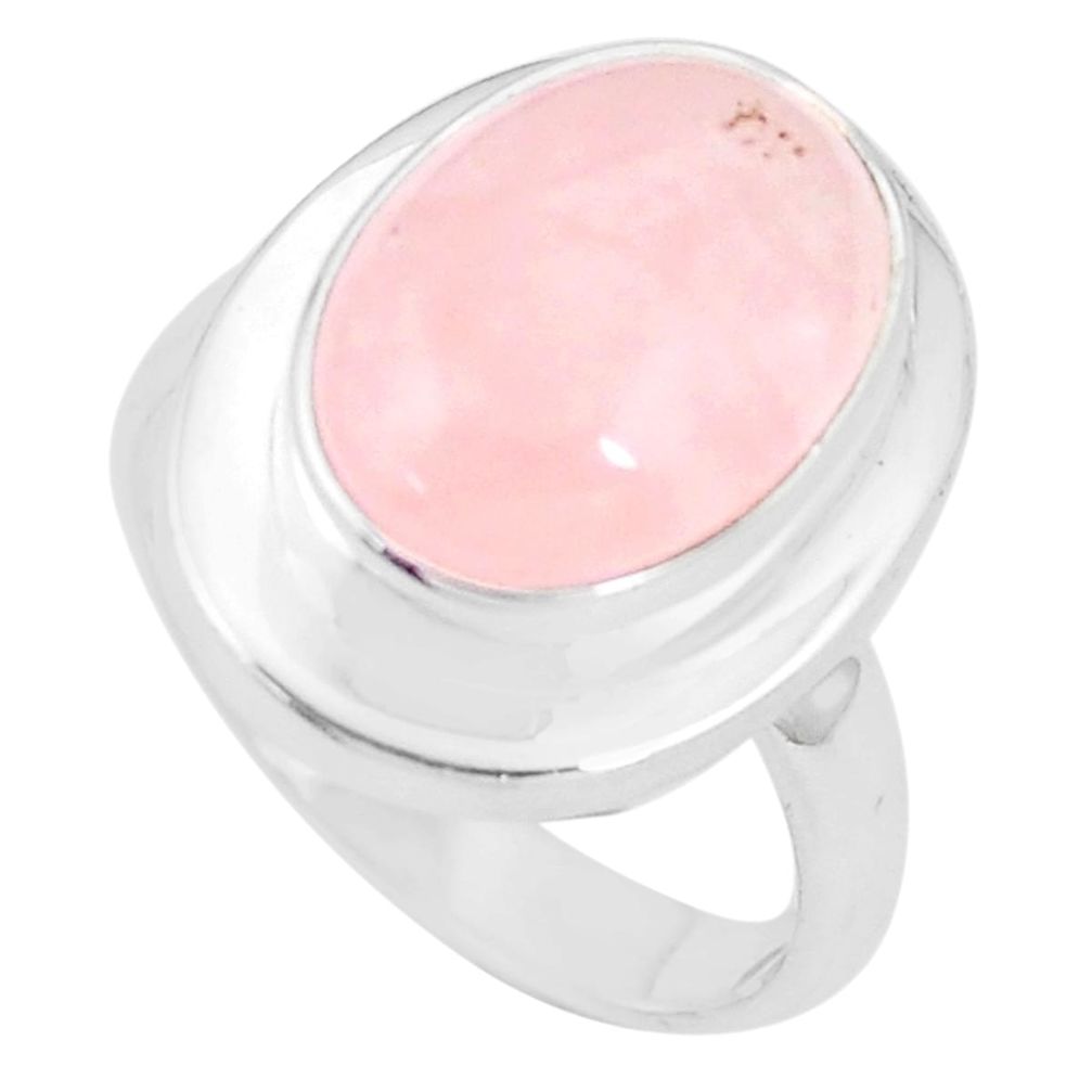 6.48cts natural pink rose quartz 925 silver solitaire ring size 7.5 p11191