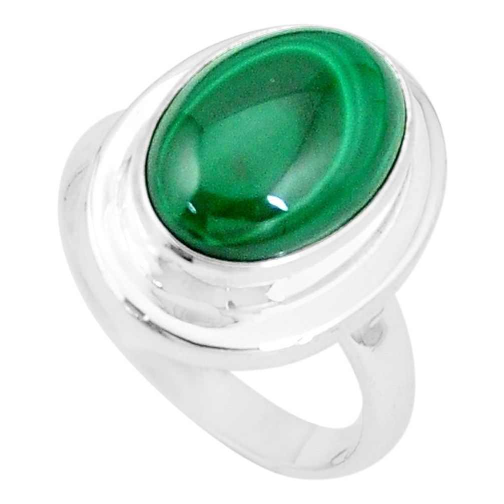 925 silver 6.80cts natural green malachite solitaire ring jewelry size 8 p11192