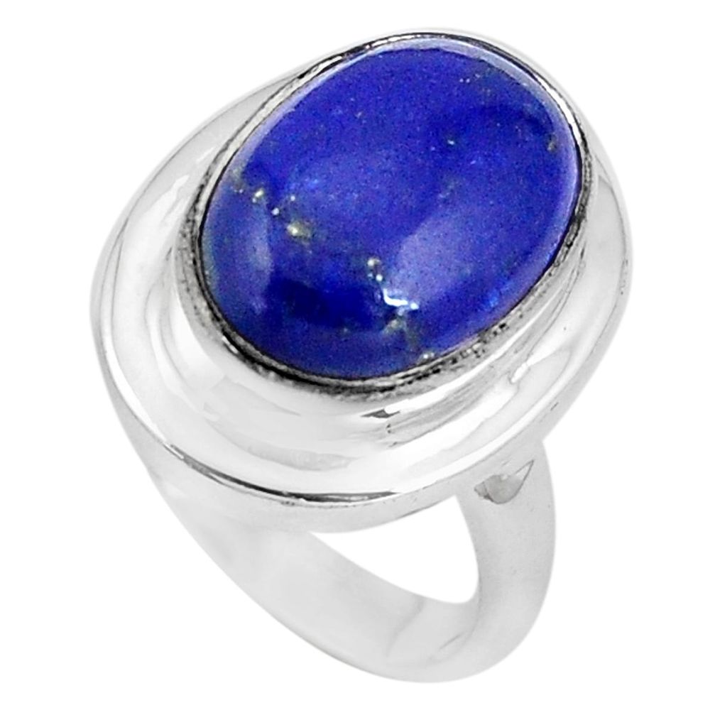 6.92cts natural blue lapis lazuli 925 silver solitaire ring size 6.5 p11194