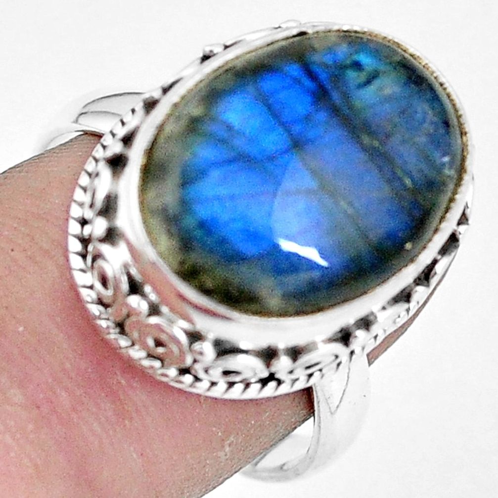 10.54cts natural blue labradorite 925 silver solitaire ring size 8 p11202