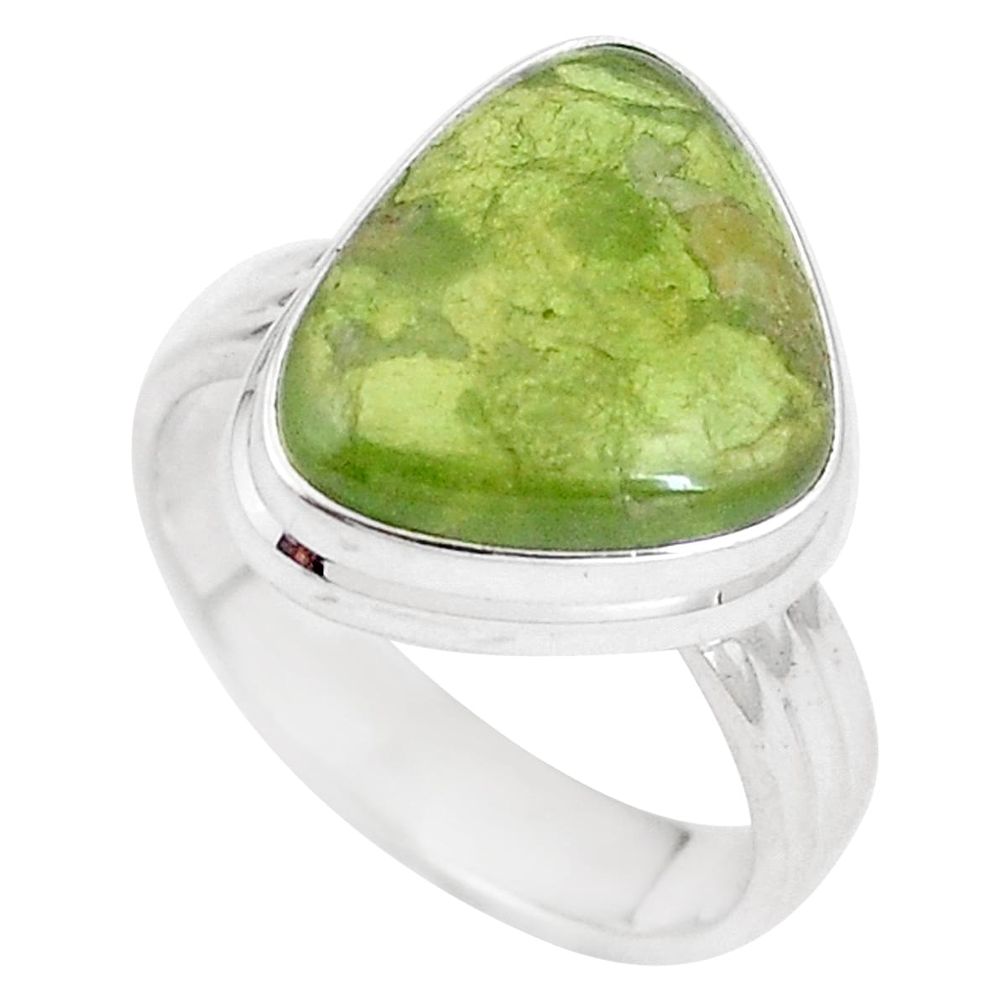 925 silver 9.03cts natural green vasonite solitaire ring jewelry size 8.5 p11254