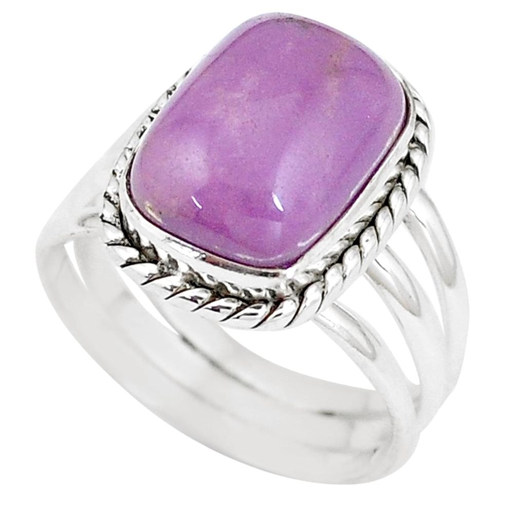 6.80cts natural purple phosphosiderite 925 silver solitaire ring size 8.5 p11261