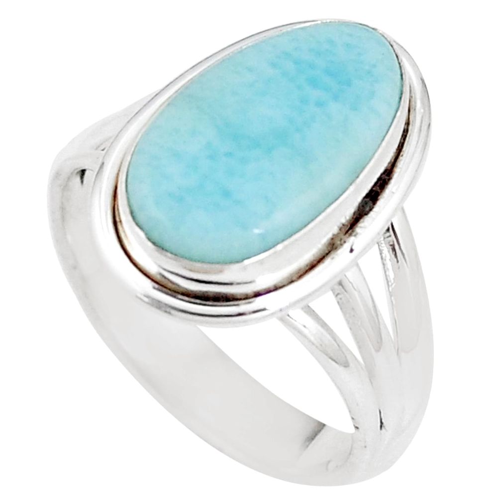 7.12cts natural blue larimar 925 silver solitaire ring jewelry size 8 p11287