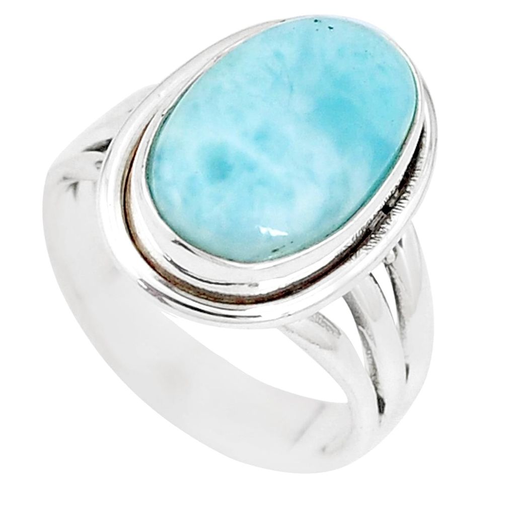 6.03cts natural blue larimar 925 silver solitaire ring jewelry size 6 p11289