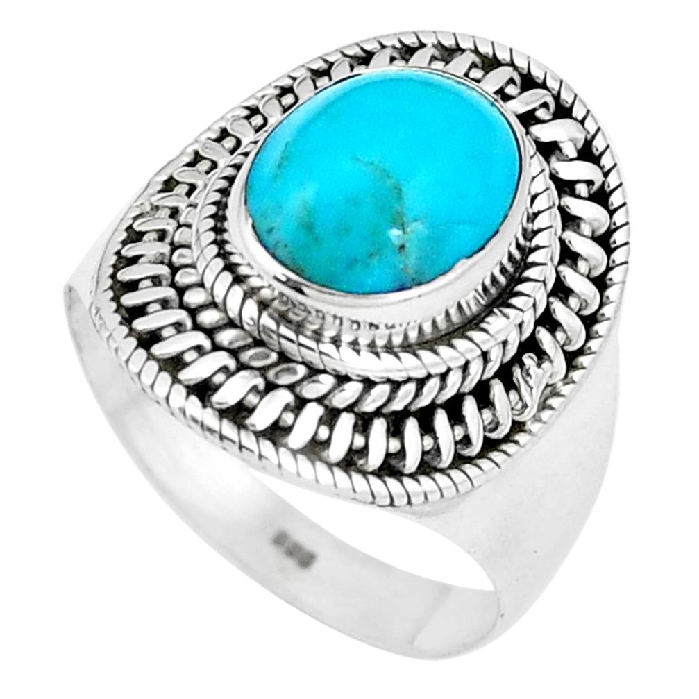 Natural green kingman turquoise 925 silver solitaire ring size 7.5 p11301