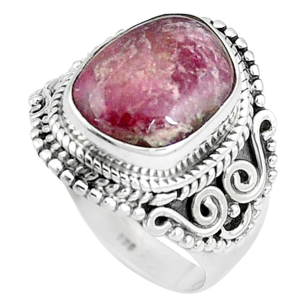 5.41cts natural pink bio tourmaline 925 silver solitaire ring size 7 p11310
