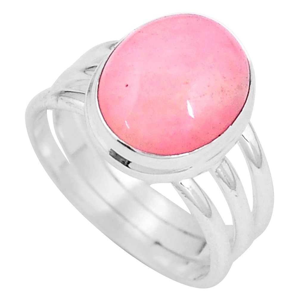 5.11cts natural pink opal 925 sterling silver solitaire ring size 7 p11316